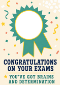 Load image into Gallery viewer, Teal Rosette Ribbon Photo Upload Congratulations Card
