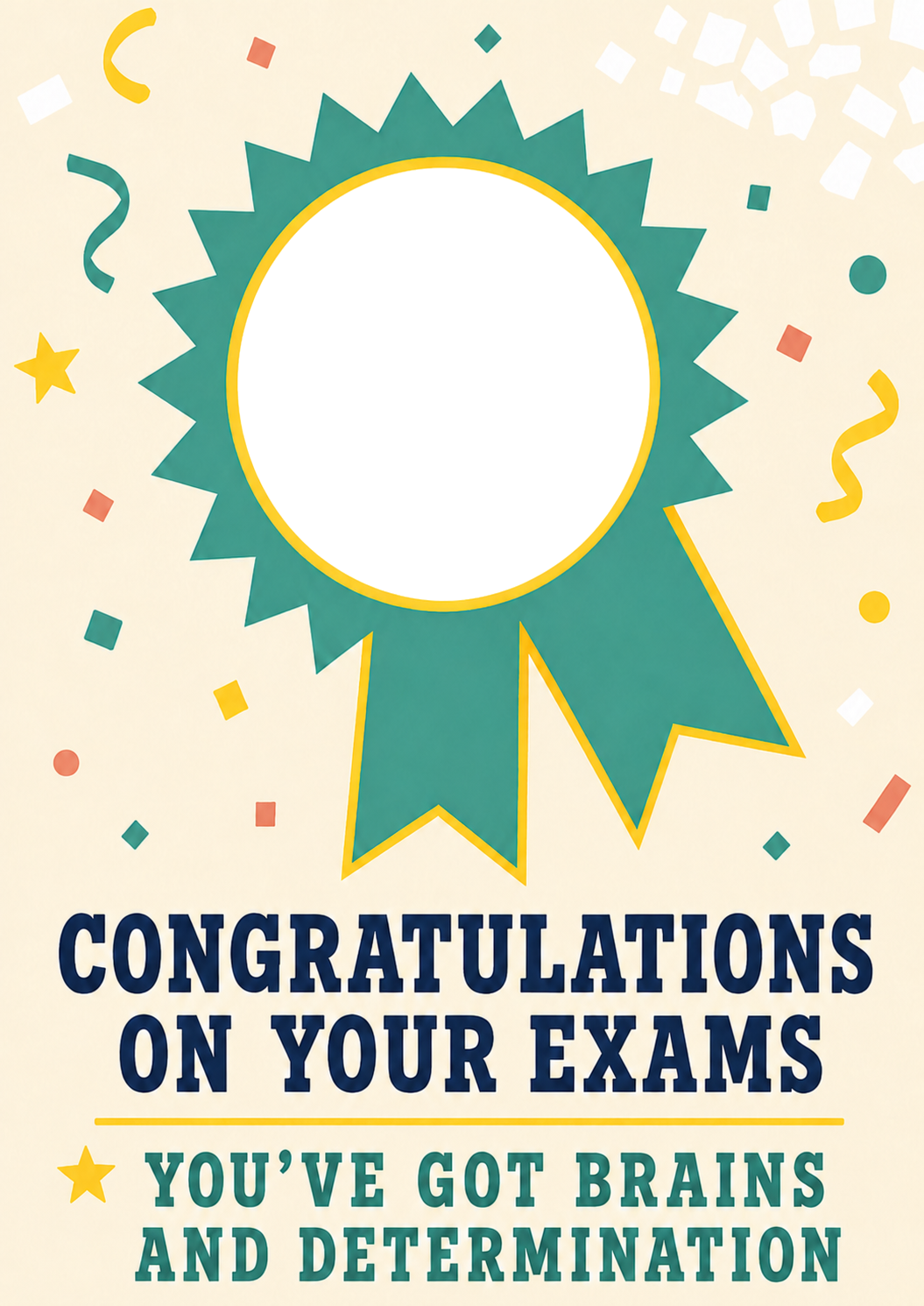 Teal Rosette Ribbon Photo Upload Congratulations Card