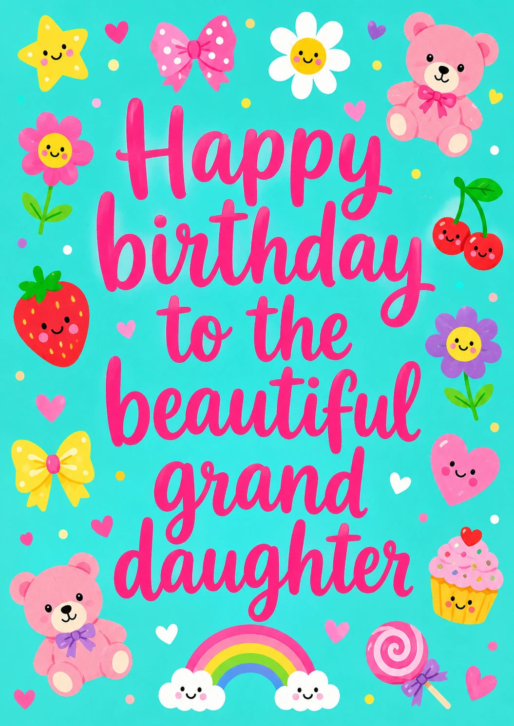 Cute Kawaii Granddaughter Birthday Card for Her