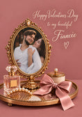 Load image into Gallery viewer, Ornate Gold Mirror Photo Upload Valentine's Day Card for Fiancee
