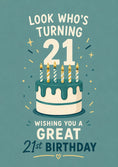Load image into Gallery viewer, Look Who's Turning 21 Cake 21st Birthday Card
