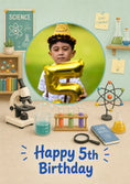 Load image into Gallery viewer, Science Lab 5th Birthday Photo Upload Birthday Card for Him
