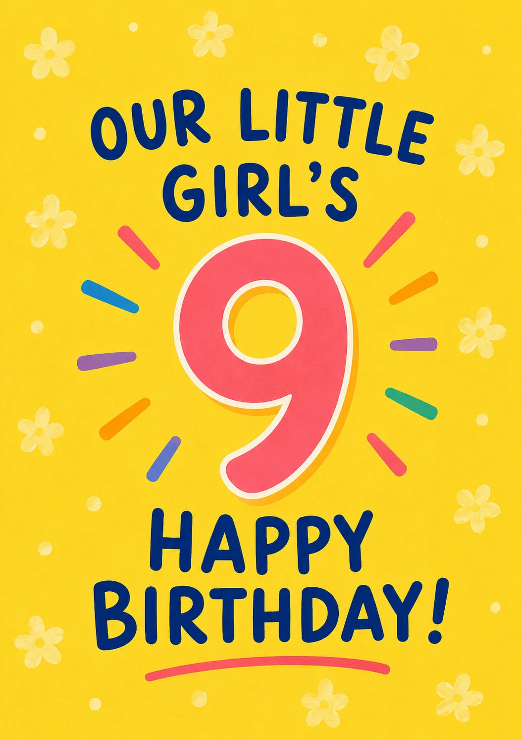 Our Little Girl's 9th Happy Birthday Card for Her
