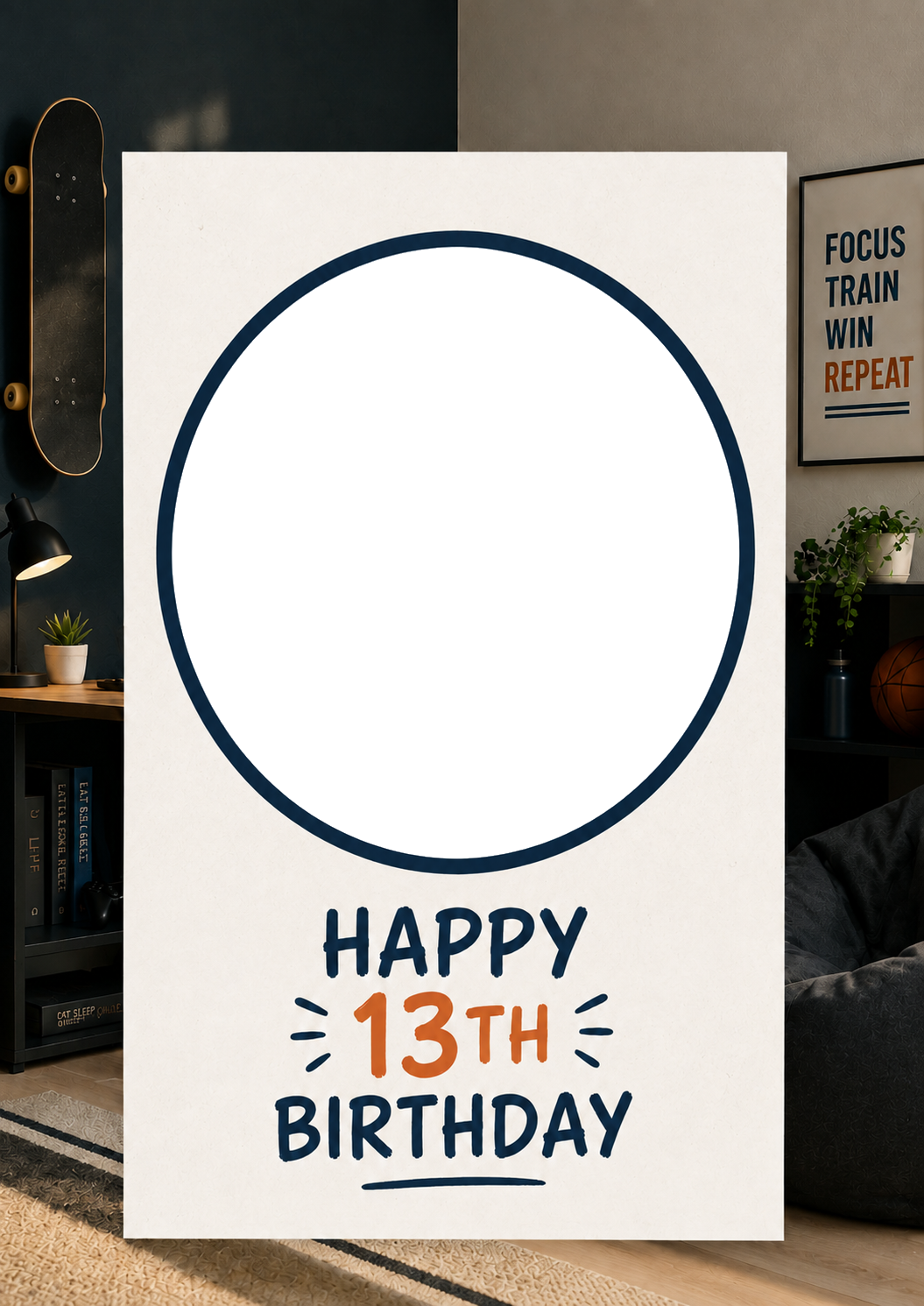 Happy 13th Birthday Circle Photo Upload Birthday Card for Him