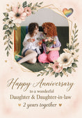 Load image into Gallery viewer, Pink Floral Daughter & Daughter-in-Law Photo Upload Anniversary Card
