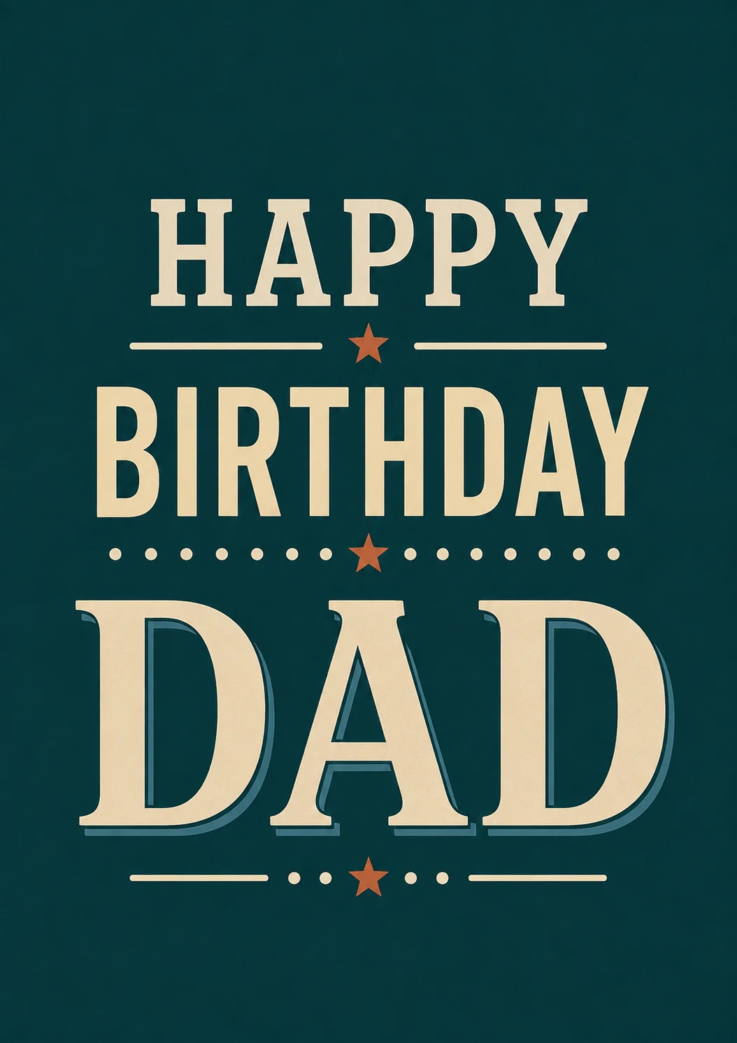 Retro Typography Happy Birthday Dad Card for Him
