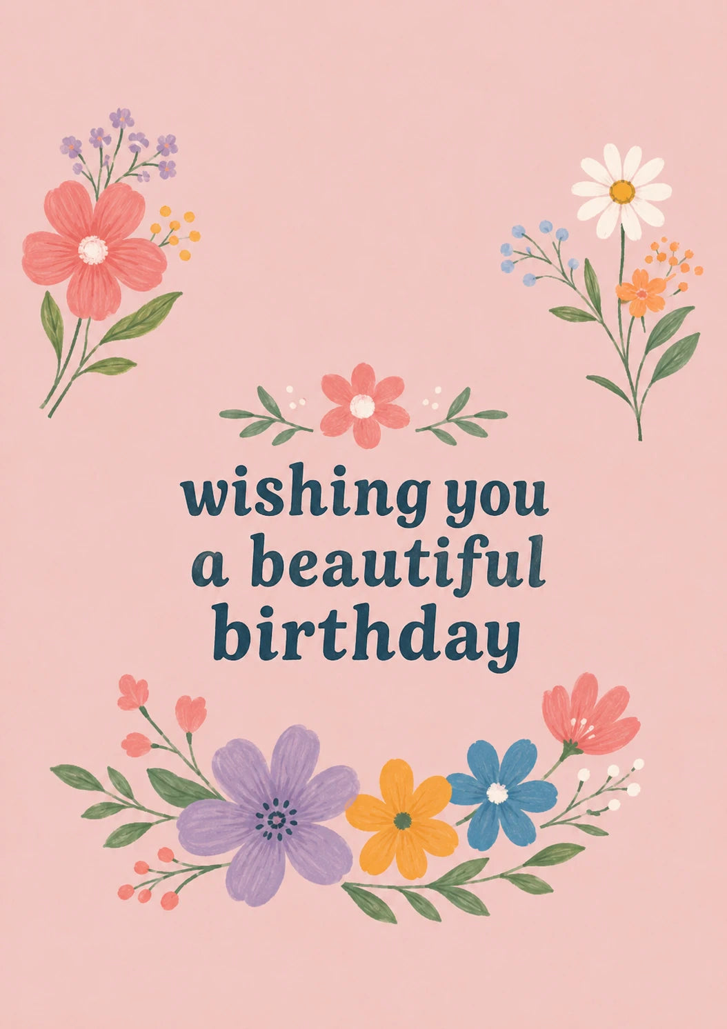 Wildflower Floral Wishes 80th Birthday Card for Her