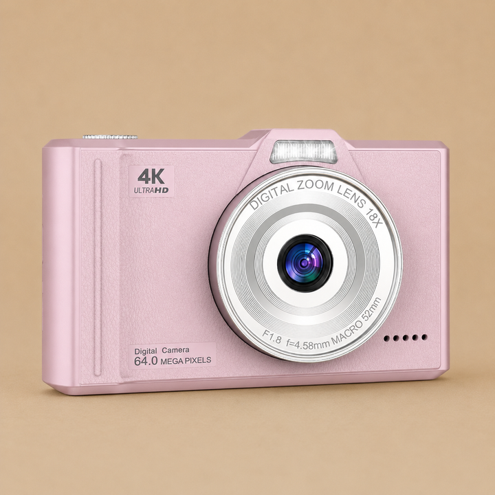 QIVORO Digital Camera 4K 64MP Portable Camera - Pink