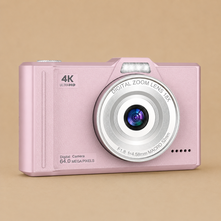 QIVORO Digital Camera 4K 64MP Portable Camera - Pink