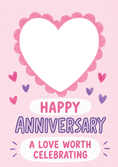 Load image into Gallery viewer, Watercolour Hearts A Love Worth Celebrating Photo Upload Anniversary Card
