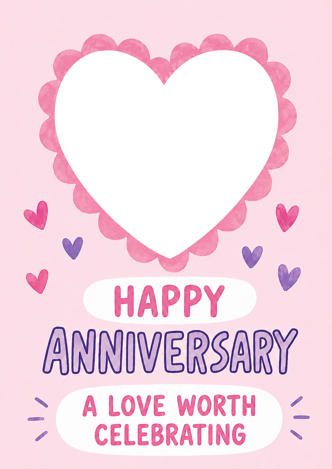 Watercolour Hearts A Love Worth Celebrating Photo Upload Anniversary Card