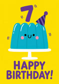 Load image into Gallery viewer, Funny Jiggly Jelly Cake 7th Birthday Card for Kids
