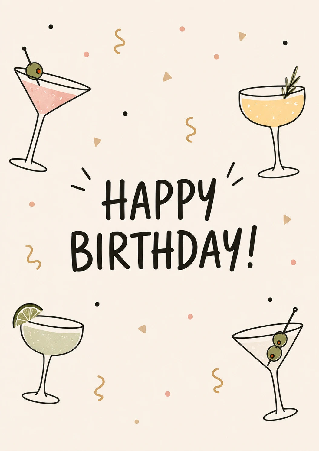 Cocktails and Confetti 30th Birthday Card for Her