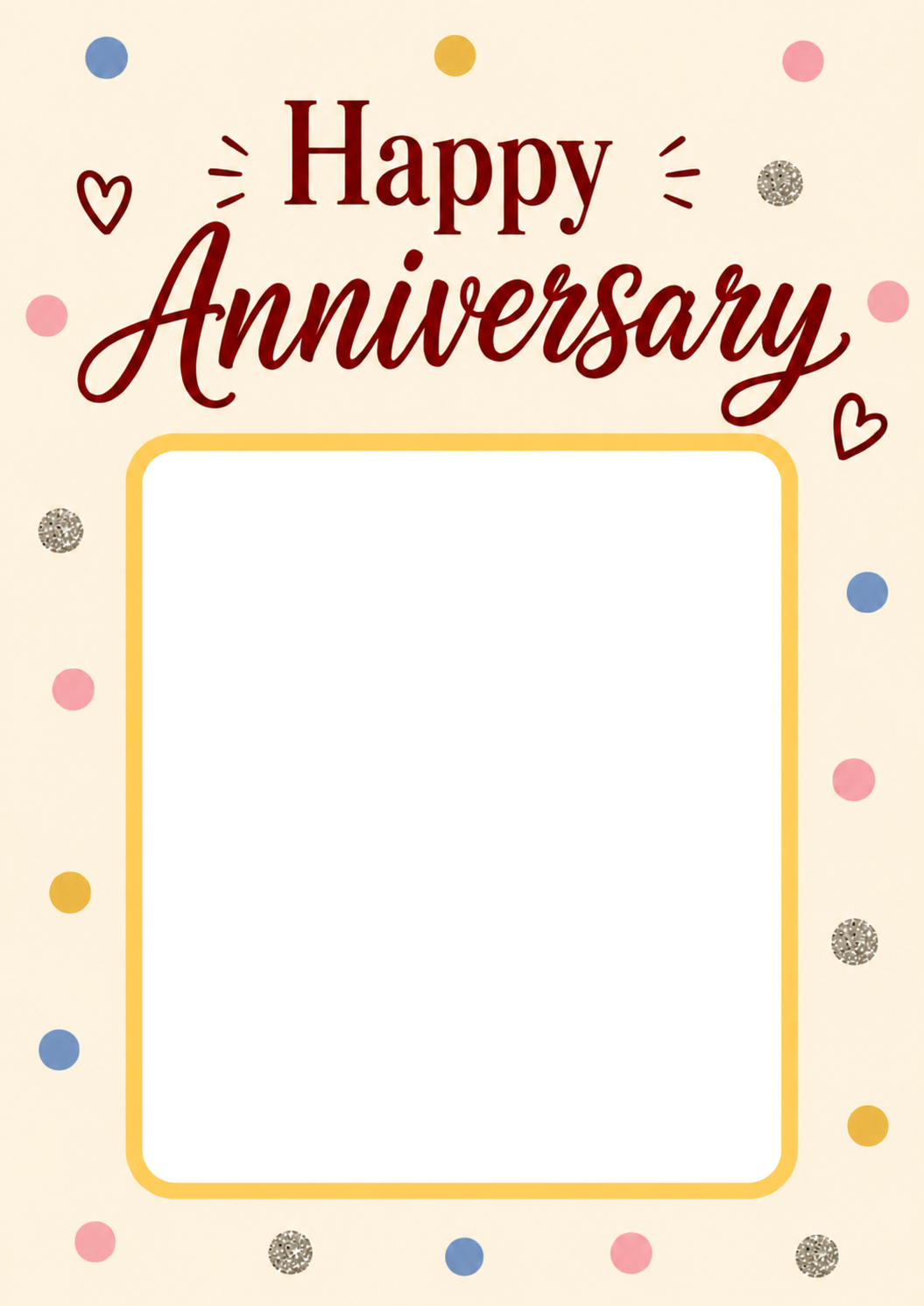 Colourful Confetti Hearts Photo Upload Anniversary Card