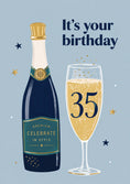 Load image into Gallery viewer, Champagne Bottle and Flute 35th Birthday Card for Him
