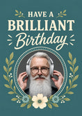Load image into Gallery viewer, Teal Floral Brilliant Birthday Photo Upload Birthday Card for Him
