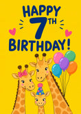 Load image into Gallery viewer, Cute Giraffe Family 7th Birthday Card for Her

