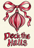 Load image into Gallery viewer, Pink Striped Bauble with Bow Deck the Halls Christmas Card for Her
