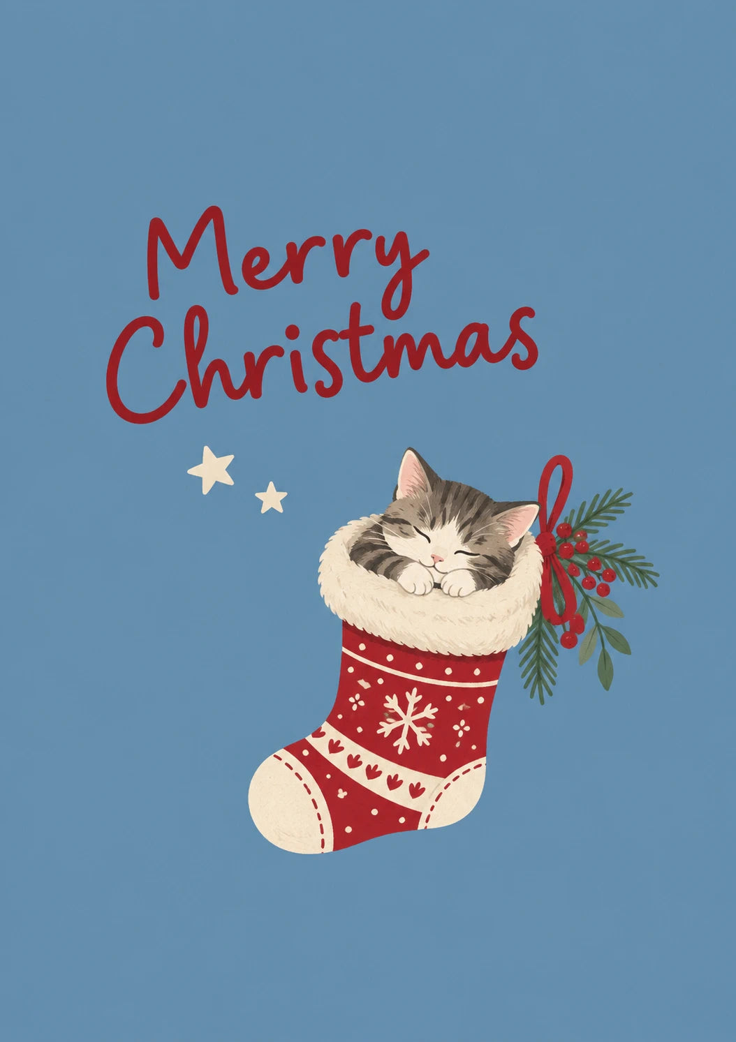 Cute Kitten in Stocking Christmas Card for Parents