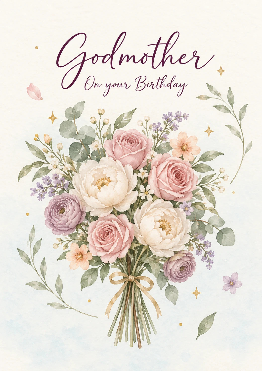Godmother Floral Bouquet Birthday Card for Her