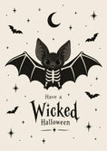 Load image into Gallery viewer, Cute Skeleton Bat Wicked Halloween Card
