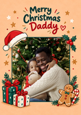 Load image into Gallery viewer, Festive Gingerbread From the Heart Photo Upload Christmas Card for Daddy

