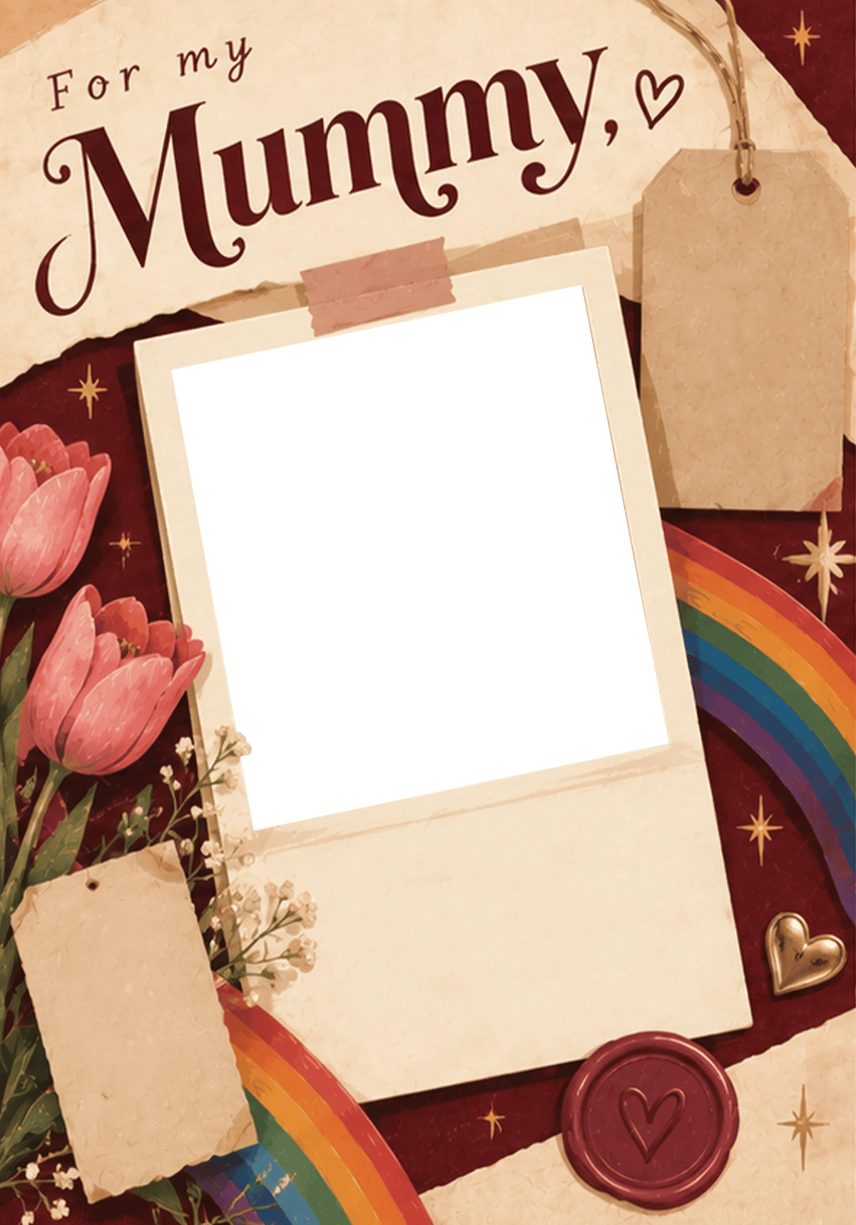 For My Mummy Rainbow Floral Photo Upload Birthday Card for Her