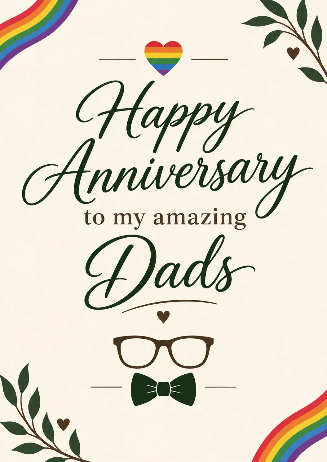 Rainbow Heart Happy Anniversary Card for Him