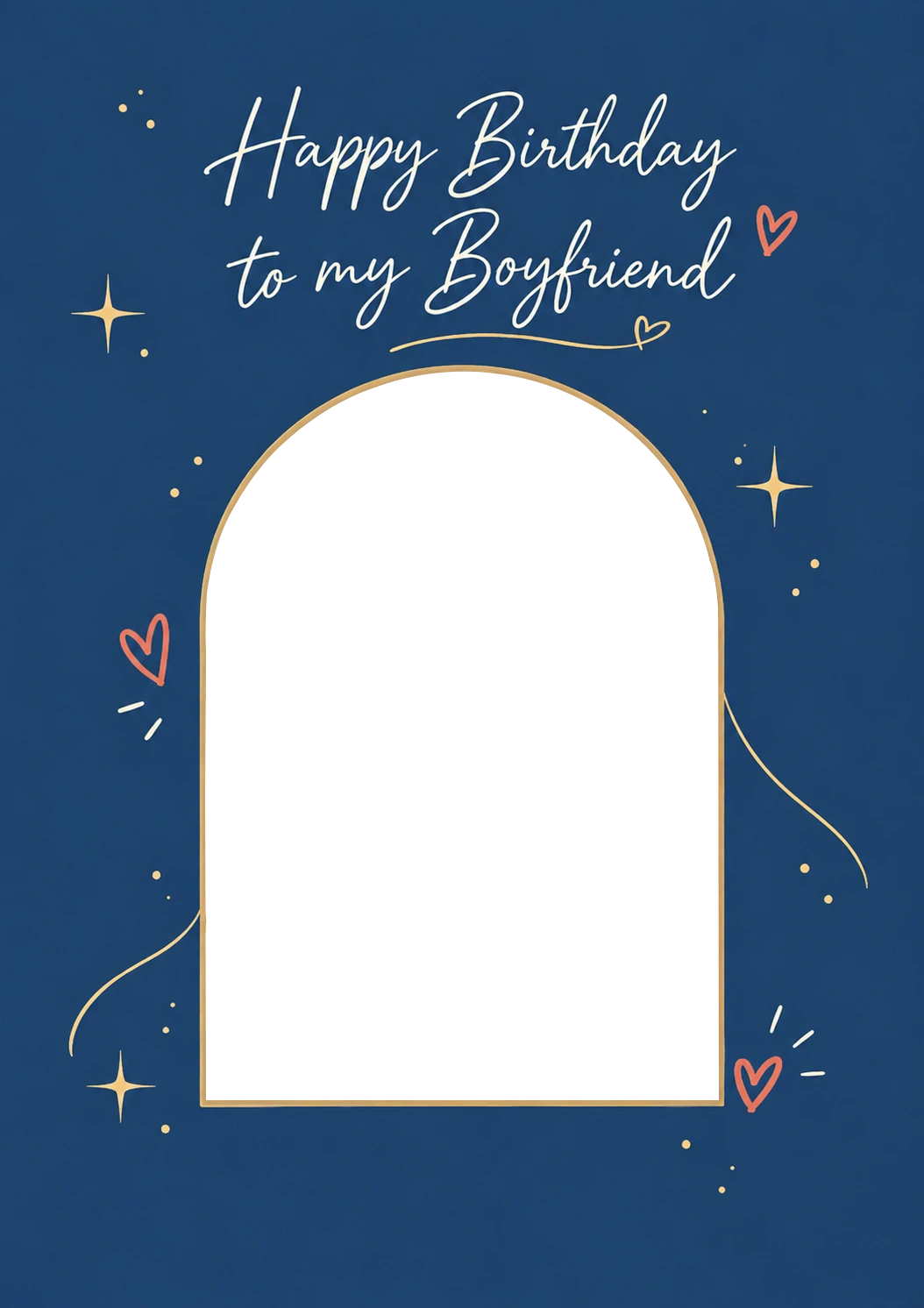 Happy Birthday Boyfriend Navy Stars Photo Upload Birthday Card for Him