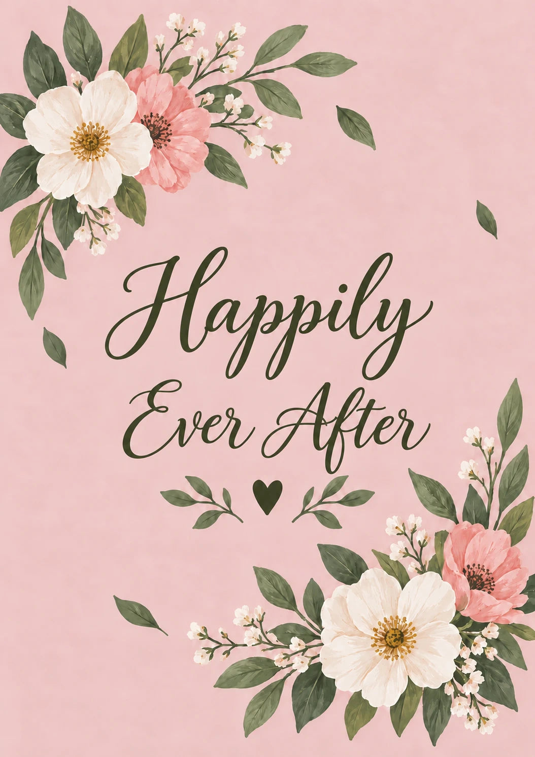 Happily Ever After Floral Wedding Card for Her