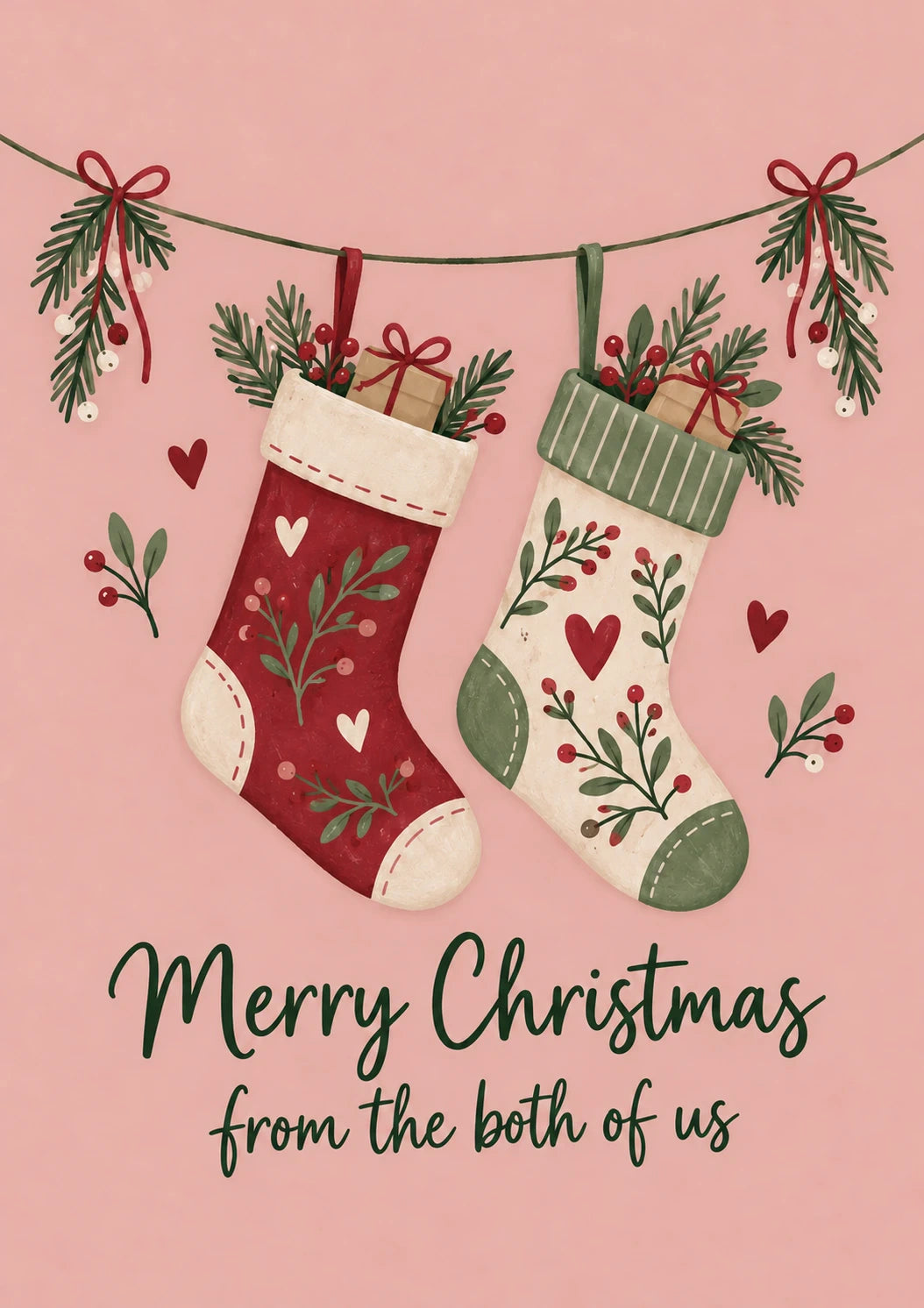 Heartfelt Hanging Stockings Christmas Card for Mum
