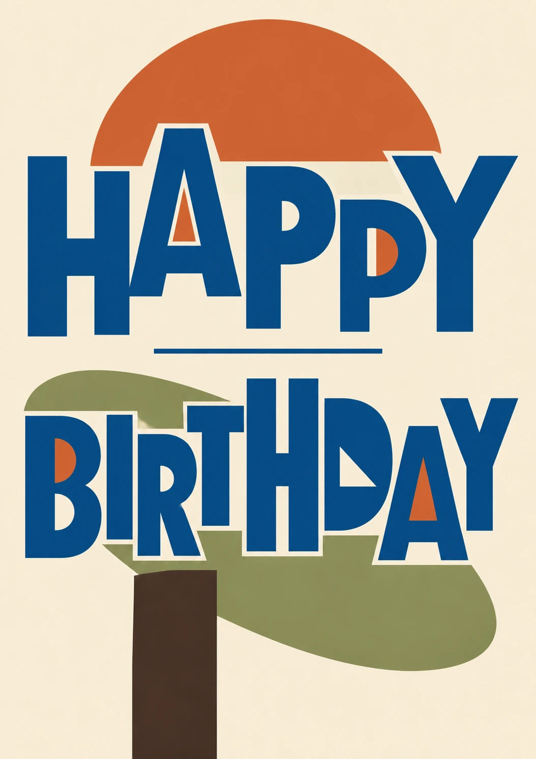 Retro Geometric Tree Sunset Birthday Card for Her