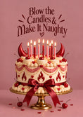 Load image into Gallery viewer, Funny Blow the Candles Devil Cake 50th Birthday Card for Her
