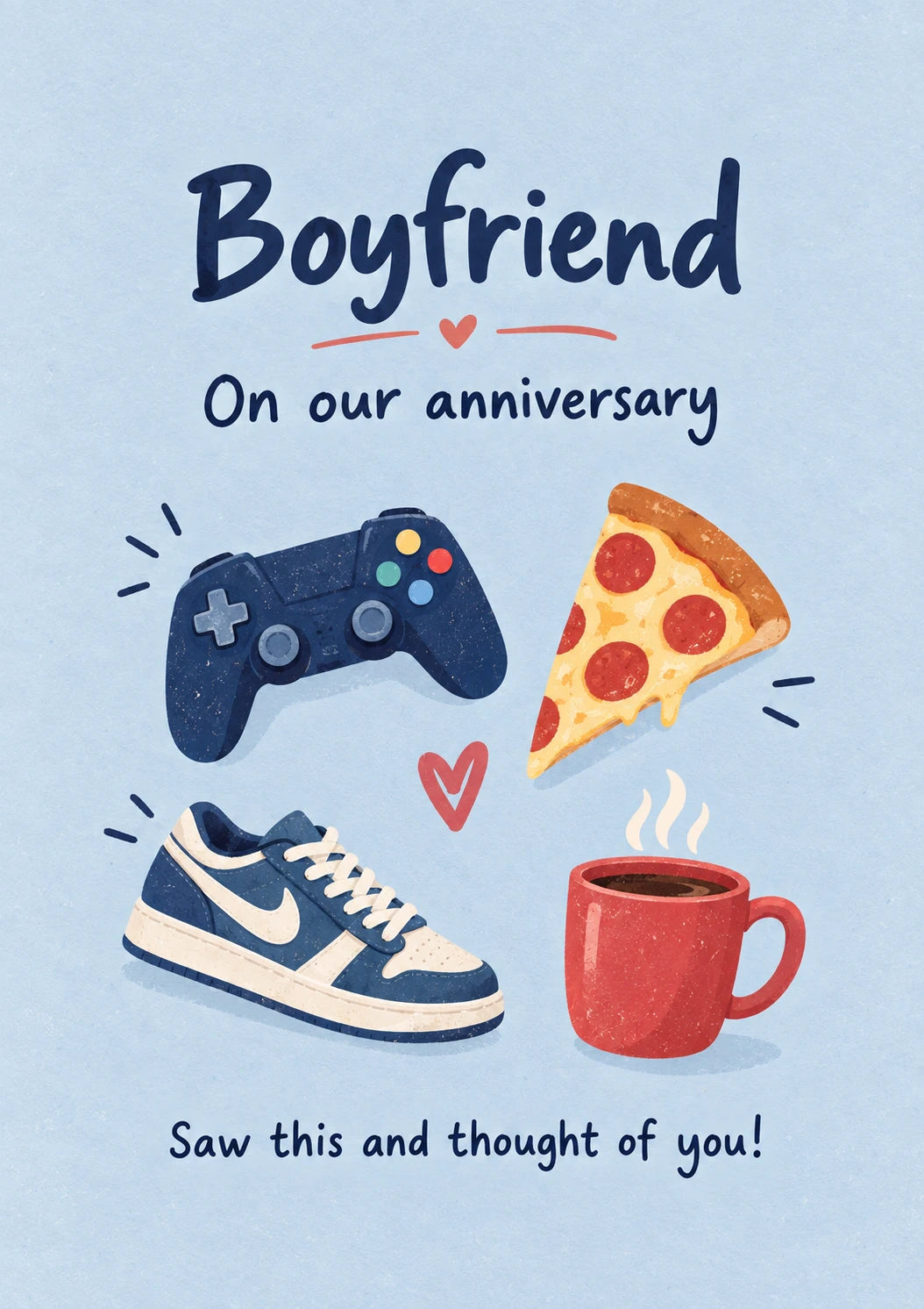 Gaming Pizza Sneakers Saw This Anniversary Card for Him