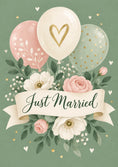 Load image into Gallery viewer, Just Married Floral Balloon Wedding Card for Her
