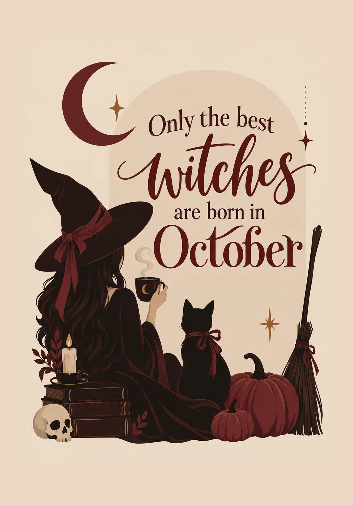 Funny Best Witches Born in October Halloween Card for Her