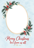 Load image into Gallery viewer, Watercolour Holly Wreath Photo Upload Christmas Card for Grandma
