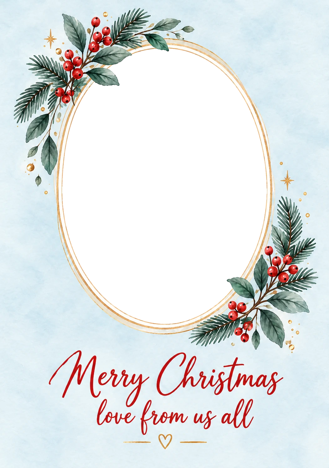 Watercolour Holly Wreath Photo Upload Christmas Card for Grandma