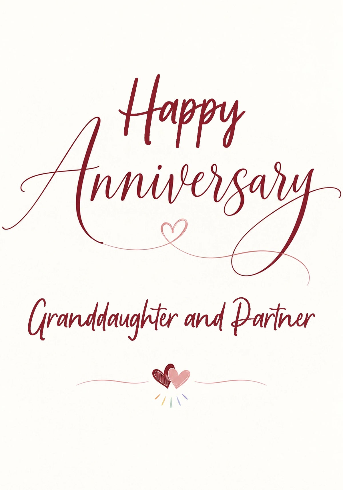 Elegant Script Happy Anniversary Card for Granddaughter