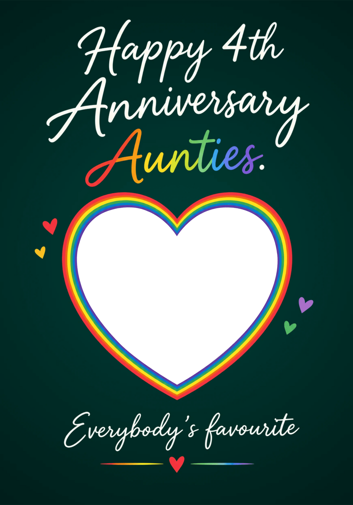 Rainbow Heart Aunties Photo Upload 4th Anniversary Card