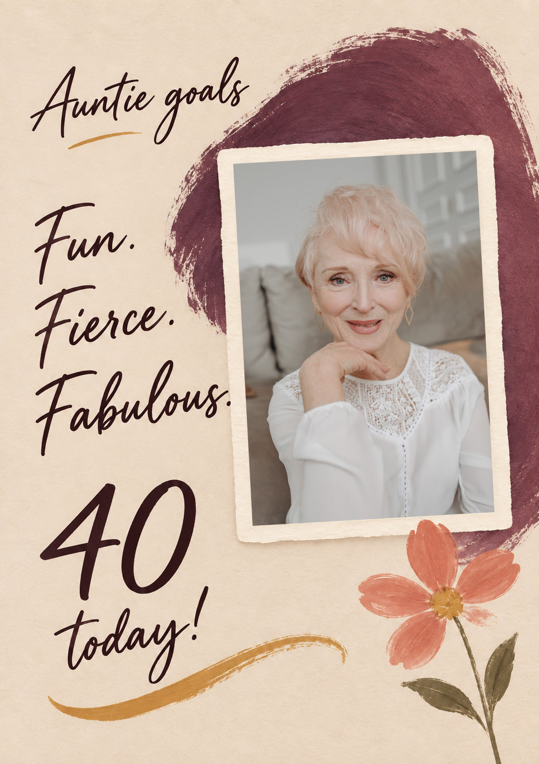 Auntie Goals Fun Fierce Fabulous 40th Birthday Card for Her