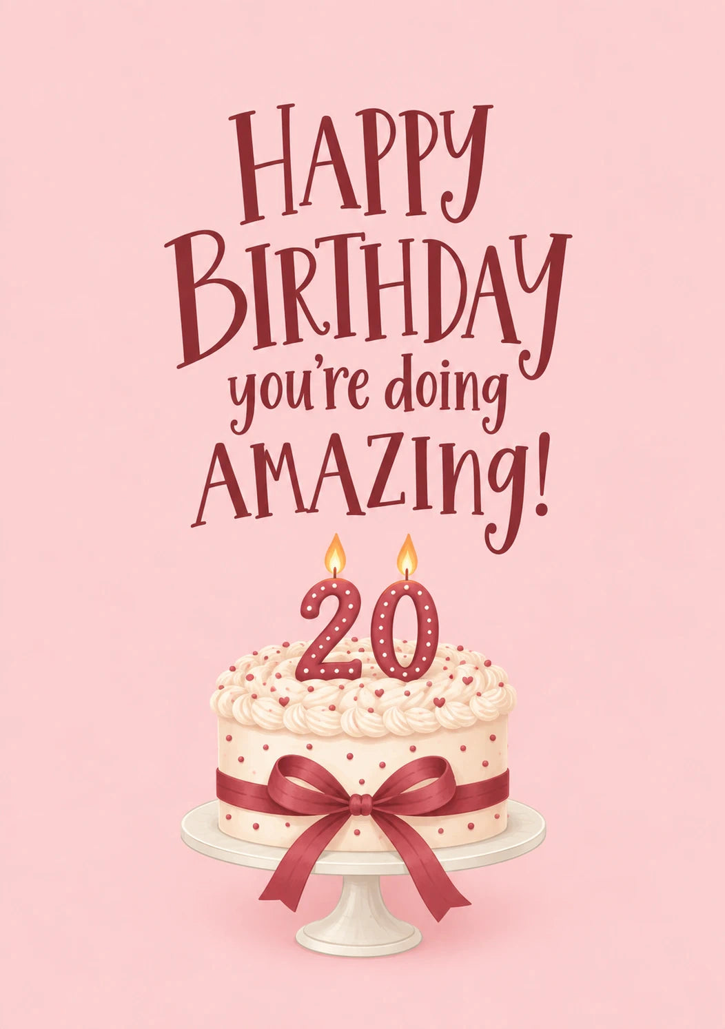 Pink Cake You're Doing Amazing 20th Birthday Card for Her