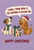 Load image into Gallery viewer, Funny Dogs Opening Present Christmas Card for Her
