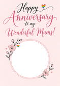 Load image into Gallery viewer, Rainbow Heart Floral Mums Photo Upload Anniversary Card
