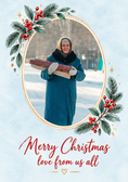 Load image into Gallery viewer, Watercolour Holly Wreath Photo Upload Christmas Card for Grandma
