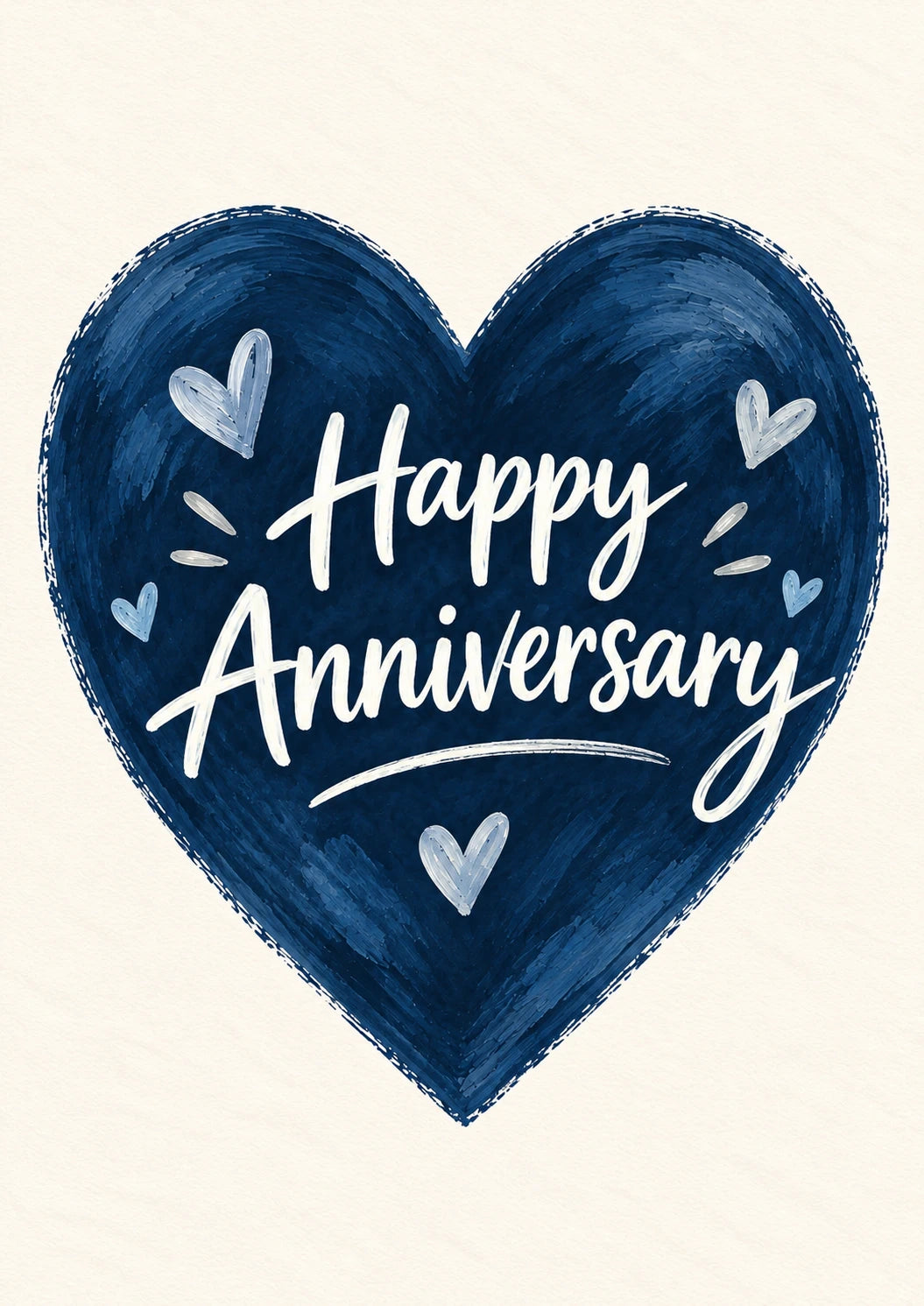 Navy Blue Heart Happy Anniversary Card for Her