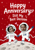 Load image into Gallery viewer, Funny Astronaut Couple on the Moon Photo Upload Anniversary Card
