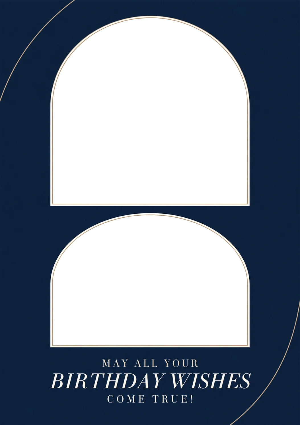 Navy Blue Arch Two Photo Upload Birthday Card