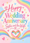 Load image into Gallery viewer, Rainbow Hearts LGBTQ+ Sister Wedding Anniversary Card

