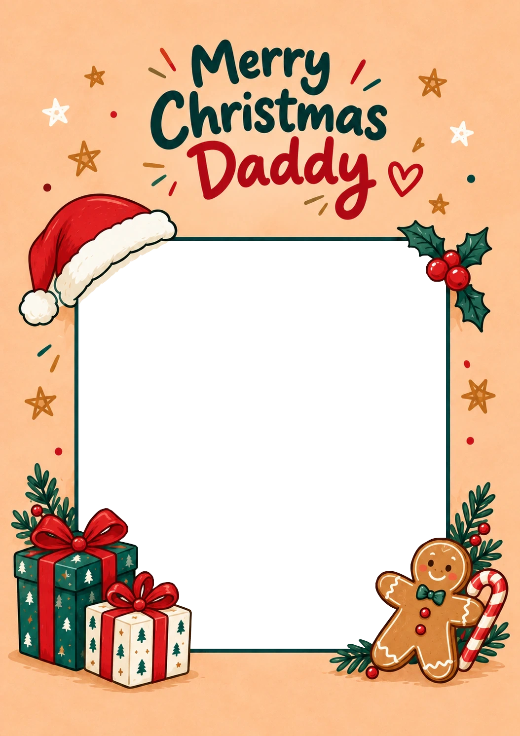 Festive Gingerbread From the Heart Photo Upload Christmas Card for Daddy